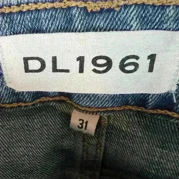 DL1961 Two-Tone Denim Jeans with Frayed Edges - Picture 5 of 8